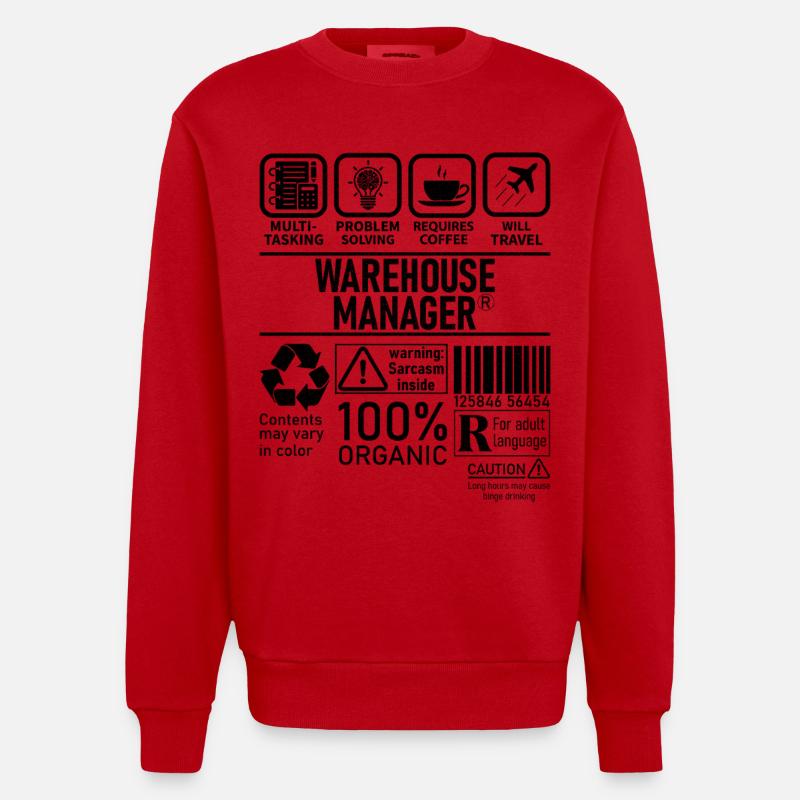 Warehouse Manager multi tasking problem solving - Heavyweight Oversized Organic Crew Neck Made in EU - red