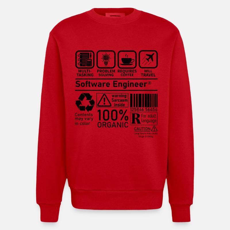 software engineer multi tasking problem solving - Heavyweight Oversized Organic Crew Neck Made in EU - Rot