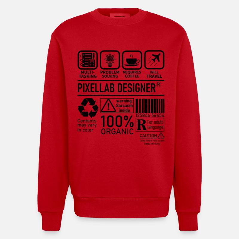 Pixellab Designer multi tasking problem solving - Heavyweight Oversized Organic Crew Neck Made in EU - red