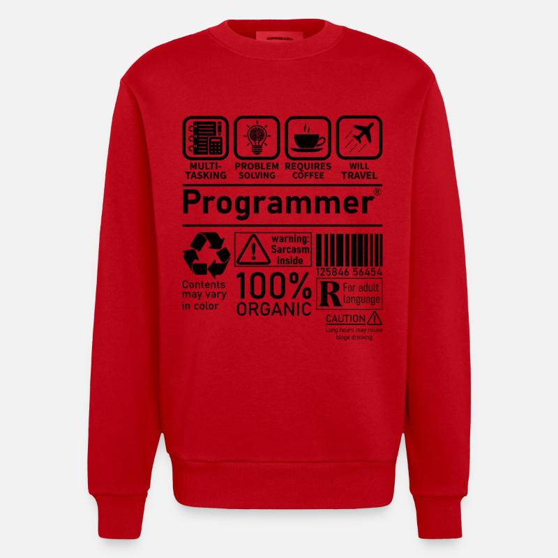 Programmer multi tasking problem solving requires - Heavyweight Oversized Organic Crew Neck Made in EU - Rot