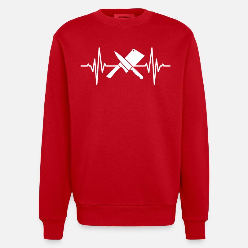 Hackmesser Pulsschlag - Heavyweight Oversized Organic Crew Neck Made in EU - Rot