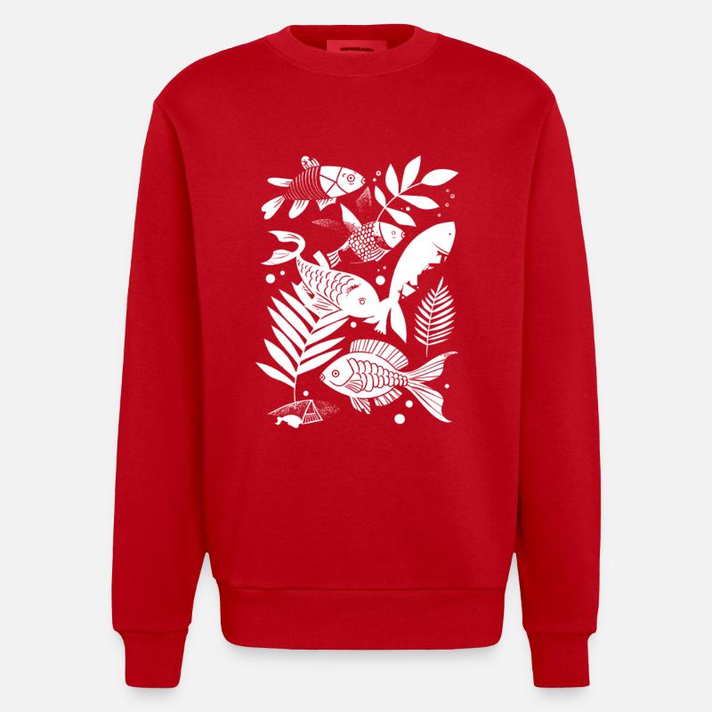 Look de dessin animé de pêche - Sweat bio épais oversize fabriqué en UE - rouge