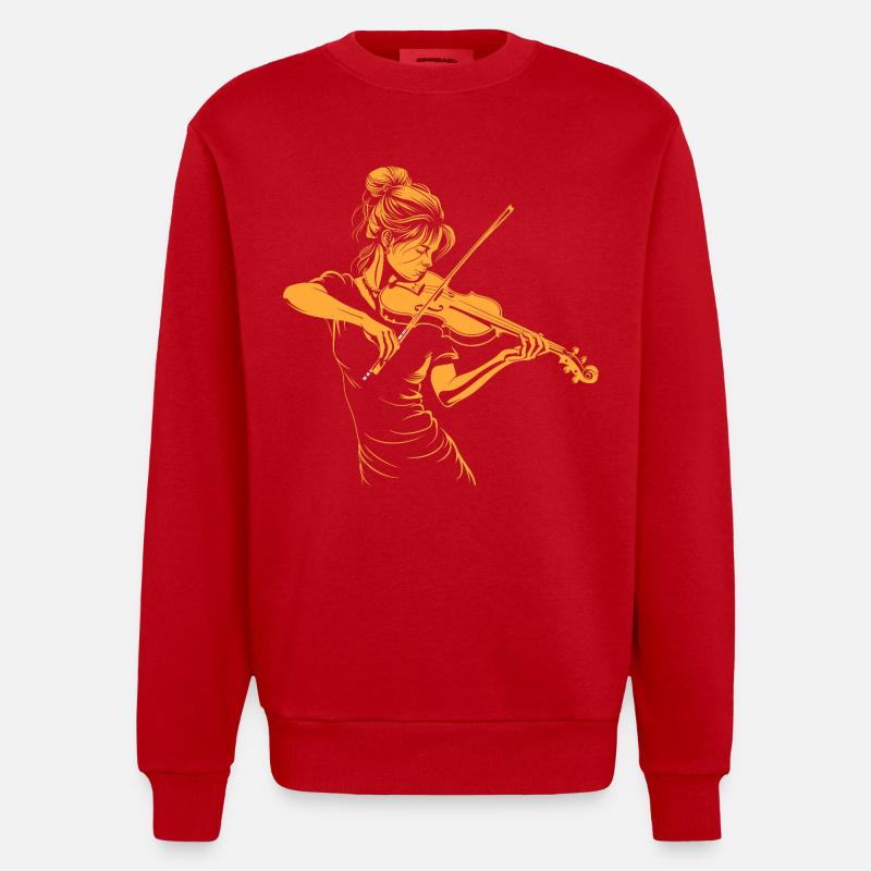 Geigenmädchen Grafik - Heavyweight Oversized Organic Crew Neck Made in EU - Rot