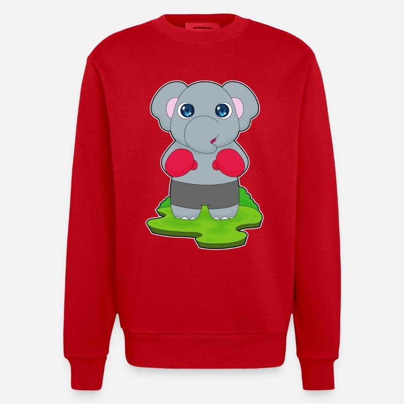 Elefant Boxer Boxhandschuhe Boxen - Heavyweight Oversized Organic Crew Neck Made in EU - Rot