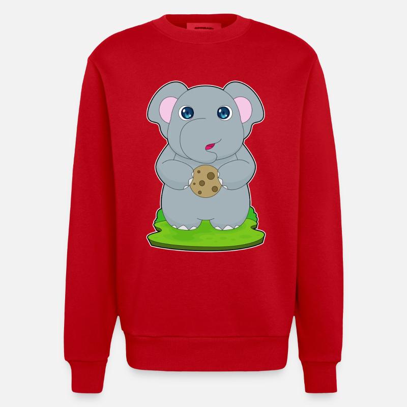 Biscuit éléphant - Sweat bio épais oversize fabriqué en UE - rouge