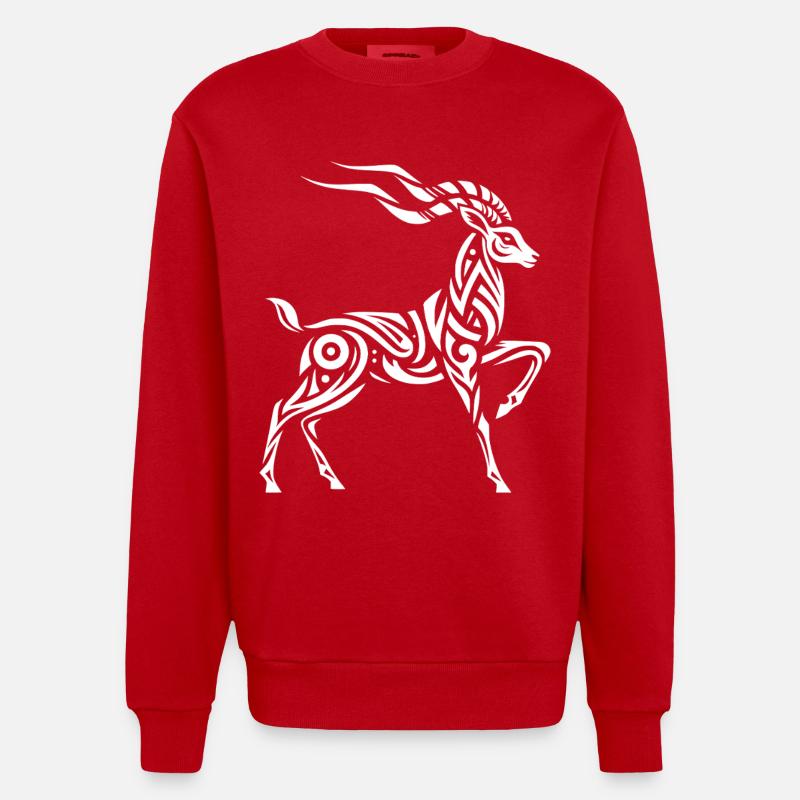 Gazelle de Thomson tribale - Sweat bio épais oversize fabriqué en UE - rouge
