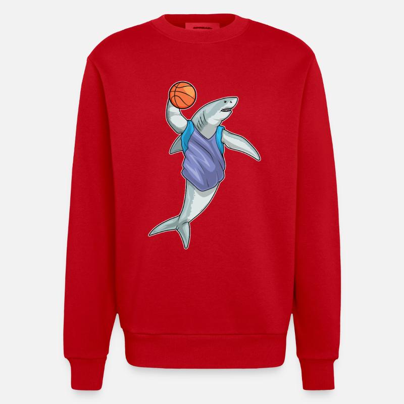 Requin Basketteur Basketteur - Sweat bio épais oversize fabriqué en UE - rouge