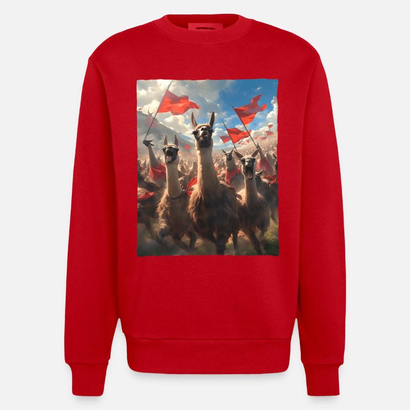 Épopée Llama Revolution Peinture Astucieuse - Sweat bio épais oversize fabriqué en UE - rouge