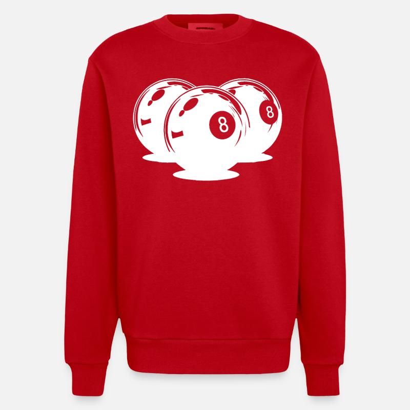 Dessin de boules de billard - Sweat bio épais oversize fabriqué en UE - rouge