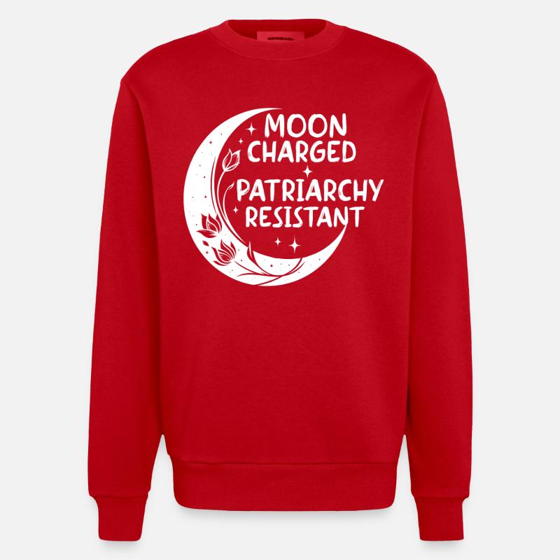Moon chargée, résistante au patriarcat - Sweat bio épais oversize fabriqué en UE - rouge