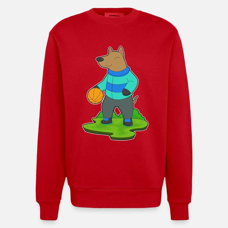 Chien Basketteur Basketteur - Sweat bio épais oversize fabriqué en UE - rouge