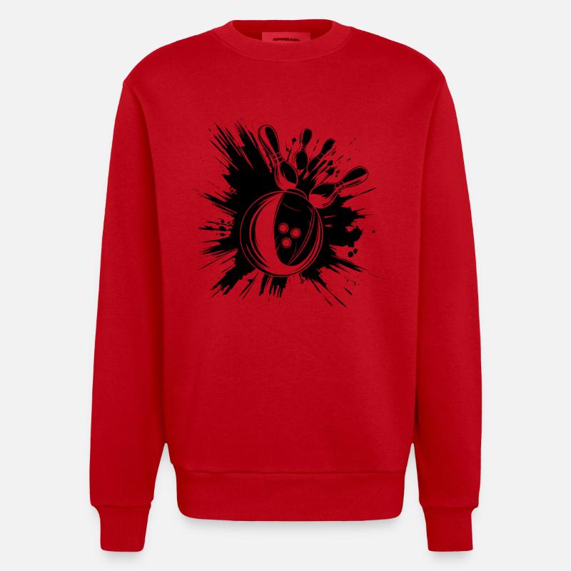 Graphiques de bowling - Sweat bio épais oversize fabriqué en UE - rouge