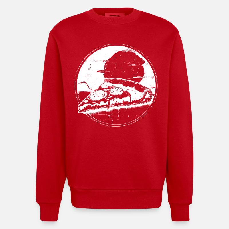Dessin de pièce de pizza - Sweat bio épais oversize fabriqué en UE - rouge