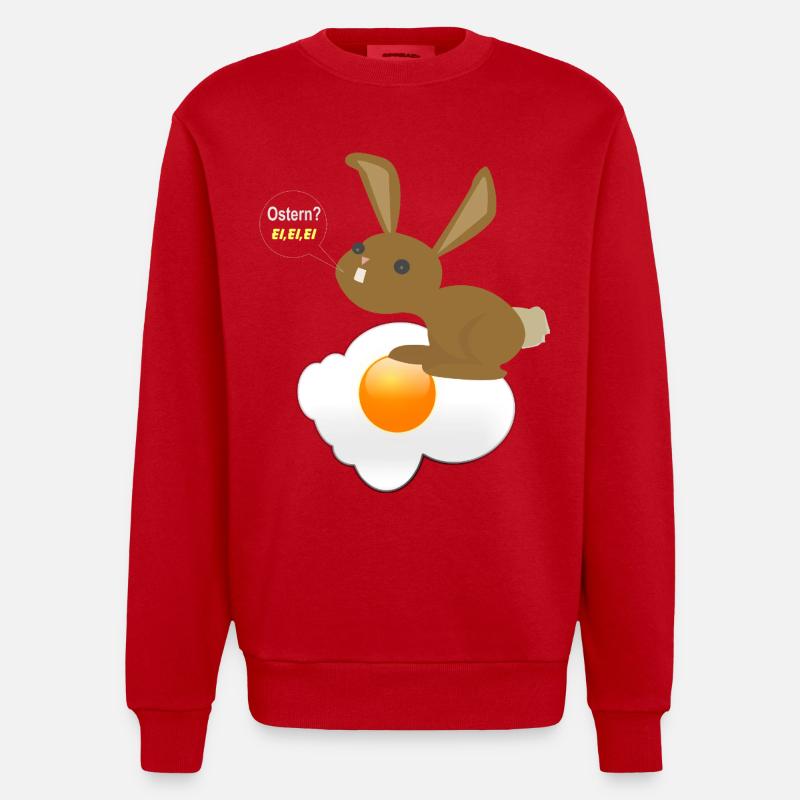 Bunny Easter Egg Egg Egg - Heavyweight Oversized Organic Crew Neck Made in EU - red