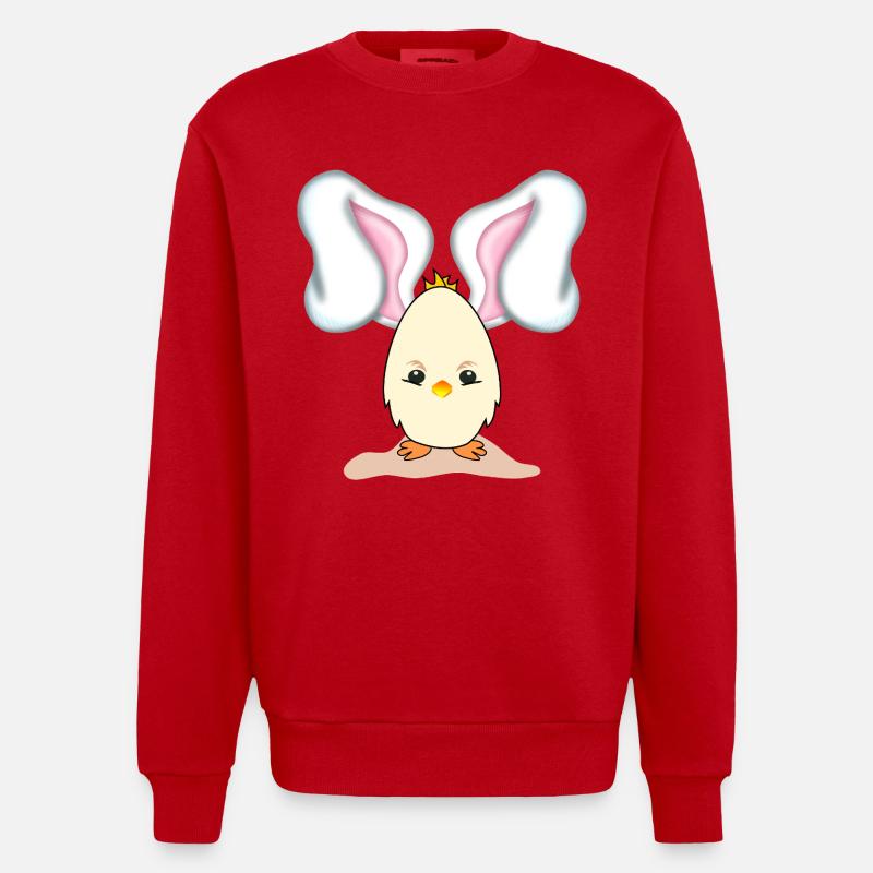 EASTER BUNNY CHICK EASTER BUNNY - Heavyweight Oversized Organic Crew Neck Made in EU - red