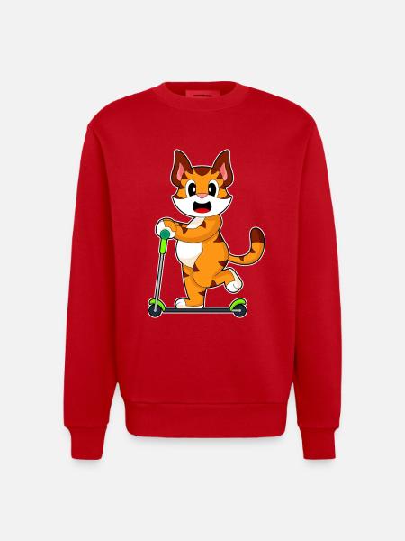 Tiger Scooter - Heavyweight Oversized Organic Crew Neck Made in EU - red