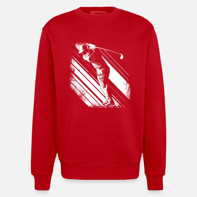 Golfer Grafik - Heavyweight Oversized Organic Crew Neck Made in EU - Rot