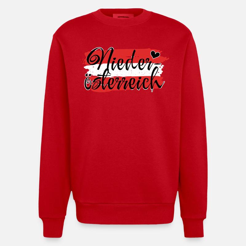 Drapeau Autriche Basse-Autriche - Sweat bio épais oversize fabriqué en UE - rouge