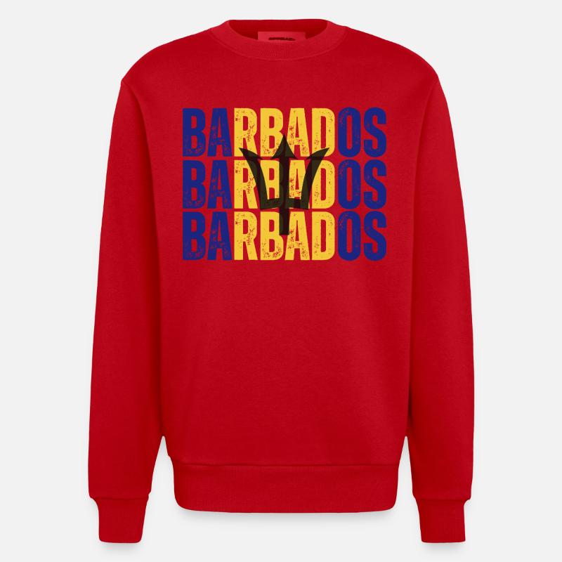 Drapeau de la Barbade, fierté barbadienne - Sweat bio épais oversize fabriqué en UE - rouge