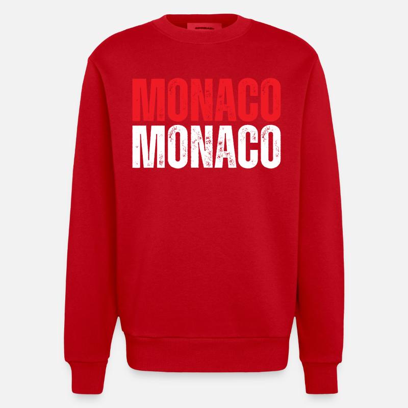 Monaco-Flagge, monegassischer Stolz - Heavyweight Oversized Organic Crew Neck Made in EU - Rot