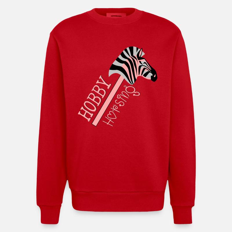 HOBBY HORSING PFERDE - ZEBRA - Heavyweight Oversized Organic Crew Neck Made in EU - Rot