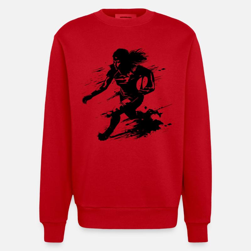Rugby Player - Heavyweight Oversized Organic Crew Neck Made in EU - red