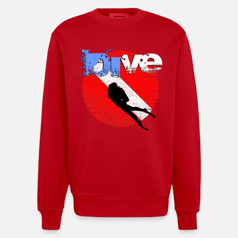 Drapeau de plongée américain - Sweat bio épais oversize fabriqué en UE - rouge