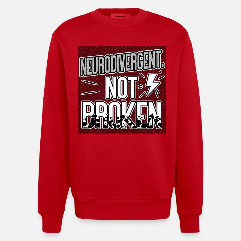 Neurodivergent Not Broken – Neurodiversity Pride - Sweat bio épais oversize fabriqué en UE - rouge