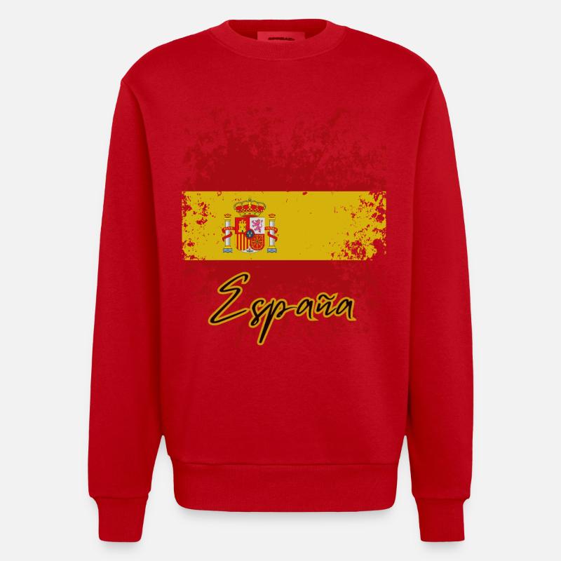 Fierté espagnole, drapeau de l’Espagne - Sweat bio épais oversize fabriqué en UE - rouge
