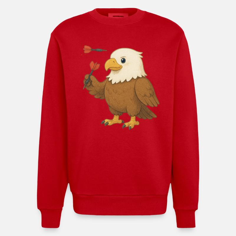 Aigle avec fléchettes - Sweat bio épais oversize fabriqué en UE - rouge