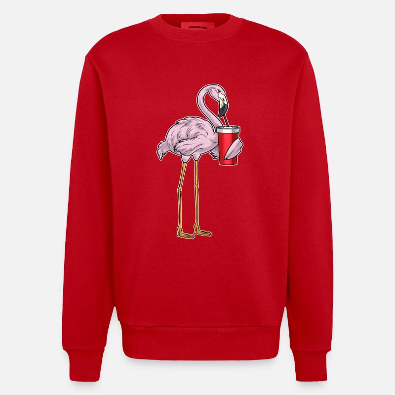 Flamingo Getränk - Heavyweight Oversized Organic Crew Neck Made in EU - Rot