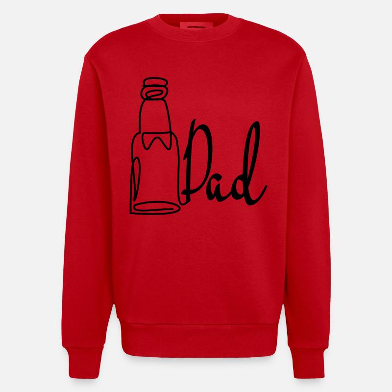 Line Art Dad Father's Day Beer - Heavyweight Oversized Organic Crew Neck Made in EU - red