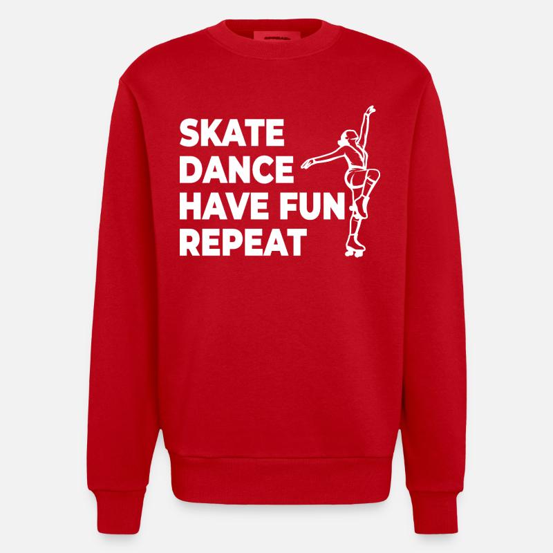 Skate Dance Have Fun Repeat - Heavyweight Oversized Organic Crew Neck Made in EU - red