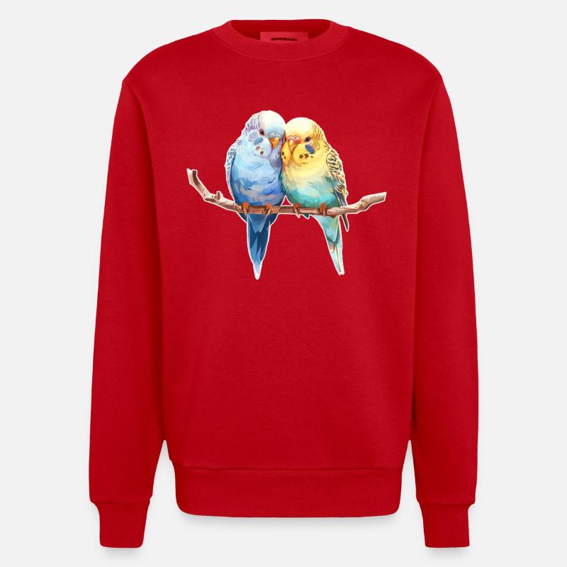 Paire de perruches - Sweat bio épais oversize fabriqué en UE - rouge