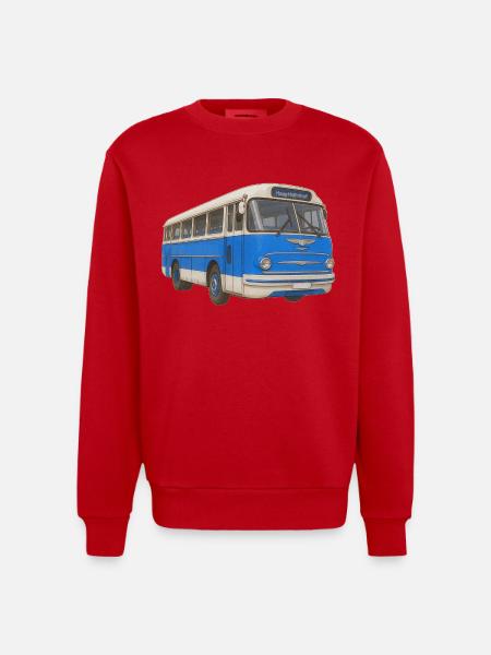 Old blue bus - Heavyweight Oversized Organic Crew Neck Made in EU - red