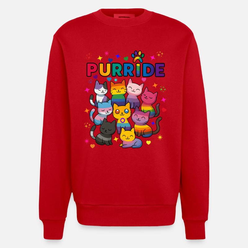 Purride Chats LGBT - Sweat bio épais oversize fabriqué en UE - rouge