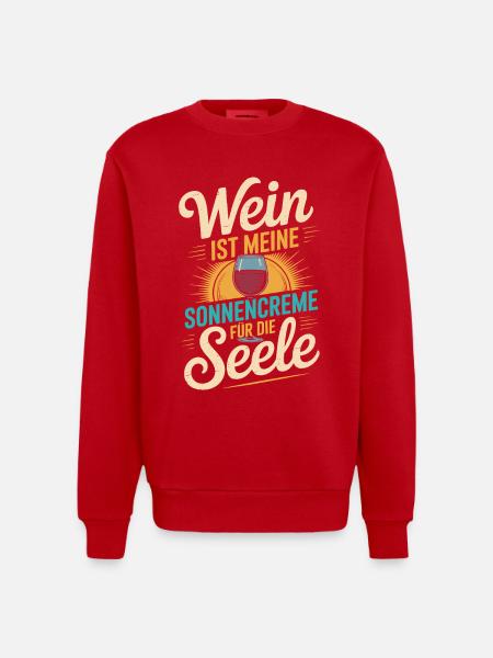 Wein als Sonnencreme der Seele - Heavyweight Oversized Organic Crew Neck Made in EU - Rot