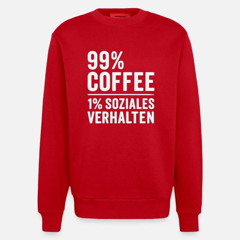 99 % Kaffee - Heavyweight Oversized Organic Crew Neck Made in EU - Rot