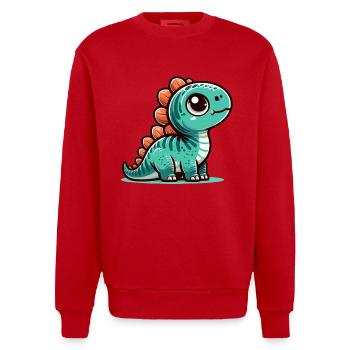 Stegosaurus Baby Dino Babydino Dinobaby Gift - Heavyweight Oversized Organic Crew Neck Made in EU - red - Front - AI Model Female 172 light (172cm) & AI Model Male 178 light (178cm)