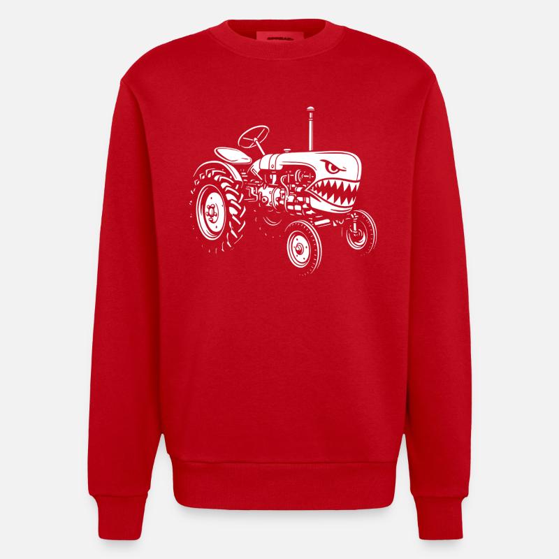 Attaque d’un tracteur de requin - Sweat bio épais oversize fabriqué en UE - rouge