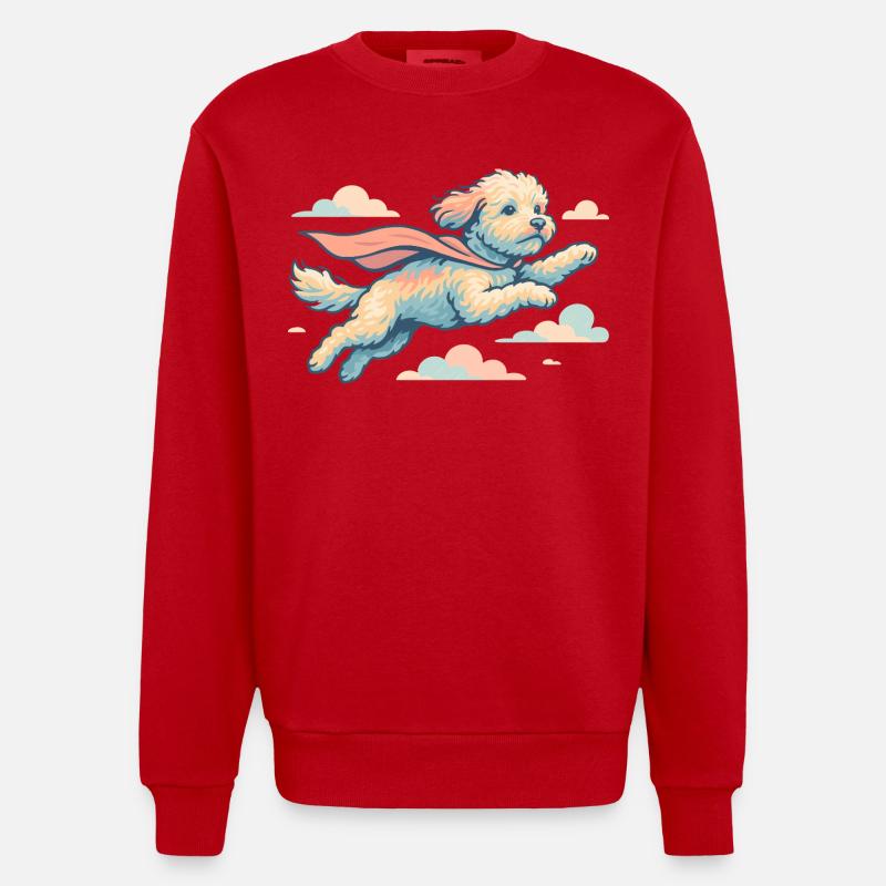 Super Hund Havapoo Cape Umhang Geschenk - Heavyweight Oversized Organic Crew Neck Made in EU - Rot