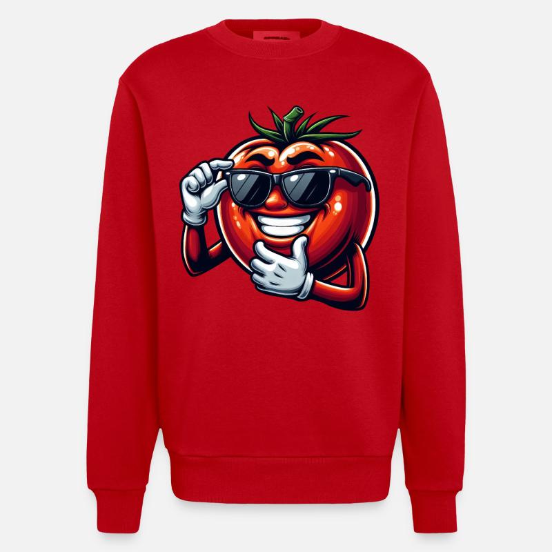 Coole Tomate mit Sonnenbrille Sommer Eitelkeit - Heavyweight Oversized Organic Crew Neck Made in EU - Rot