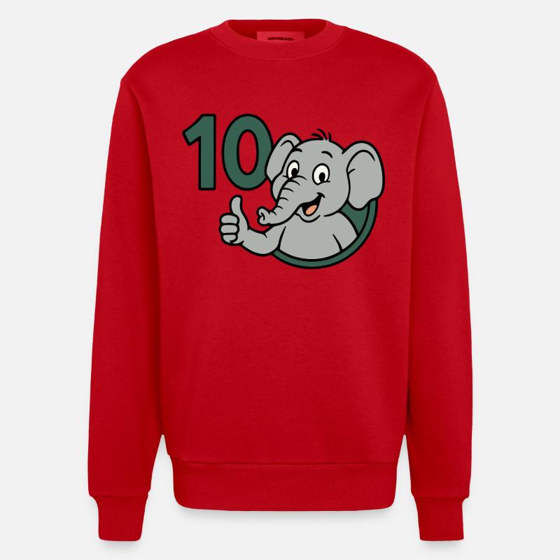 Rüsselpower mit 10 - Heavyweight Oversized Organic Crew Neck Made in EU - Rot