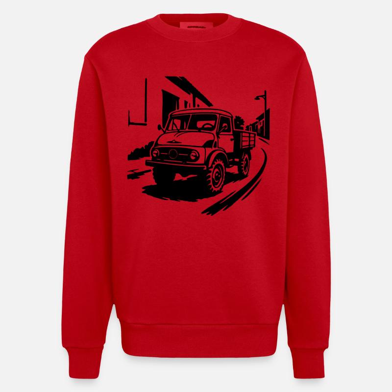 Polyvalent à l’ancienne - Sweat bio épais oversize fabriqué en UE - rouge