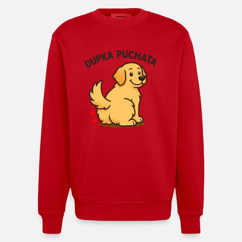 FLUFFY - süßes Hündchen - Heavyweight Oversized Organic Crew Neck Made in EU - Rot
