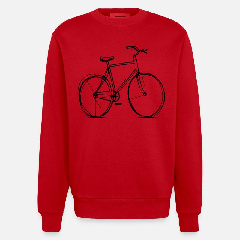 Tracé de lignes de vélo - Sweat bio épais oversize fabriqué en UE - rouge