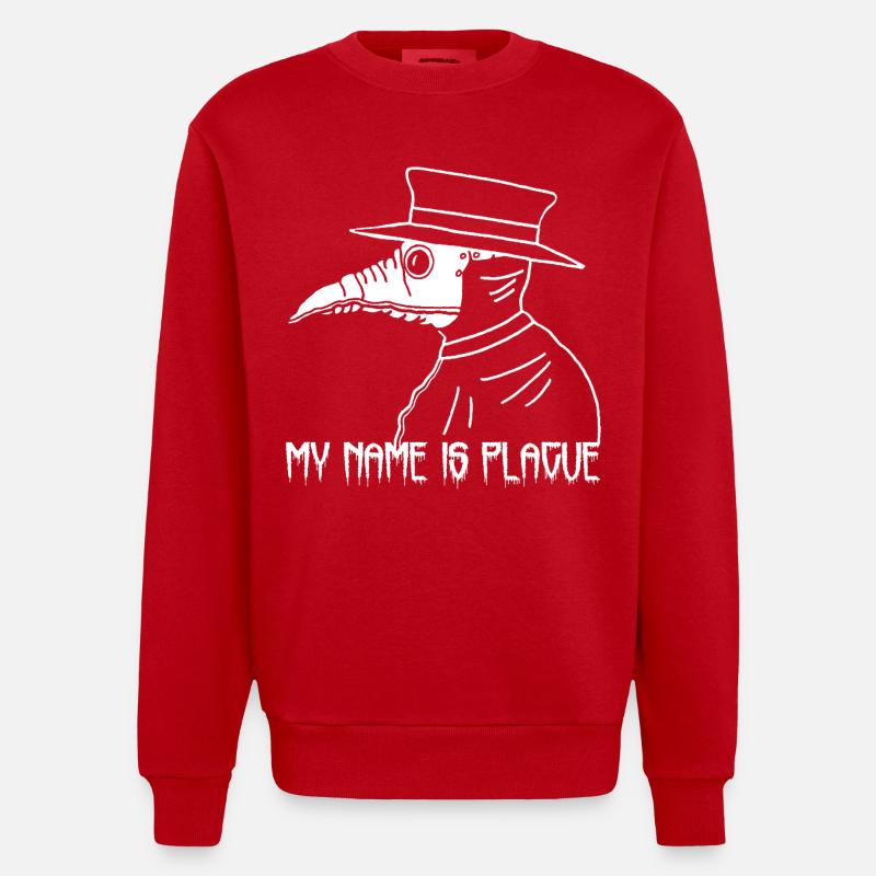 Médecin de la peste (blanc) - Sweat bio épais oversize fabriqué en UE - rouge