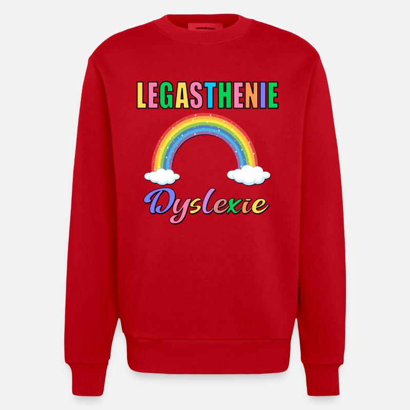LEGASTHENIE DYSLEXIE REGENBOGEN - Heavyweight Oversized Organic Crew Neck Made in EU - Rot