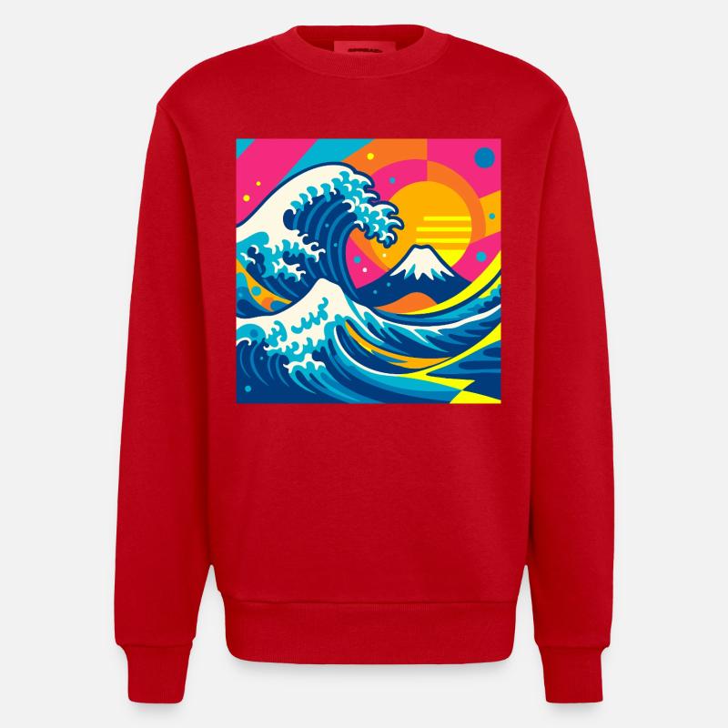 Die (fast) weise Welle - Heavyweight Oversized Organic Crew Neck Made in EU - Rot