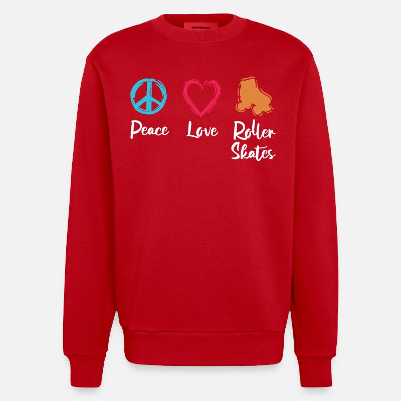 Frieden Liebe Rollerskates - Heavyweight Oversized Organic Crew Neck Made in EU - Rot